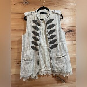 Zara Woman Military Style Beaded Vest Size L